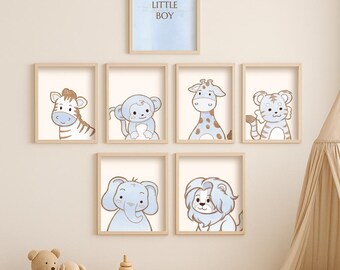 Jungle Safari Animal Printable Wall Art Set – Nursery Decor | Digital Download for Baby Room