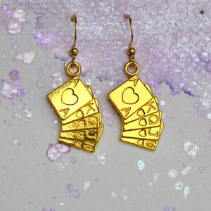 Playing cards Charm Earrings, Card Hand Earrings, Deck of Cards Earrings, hypoallergenic, Gin Rummy, Card Playing Gift, Playing Cards Gift