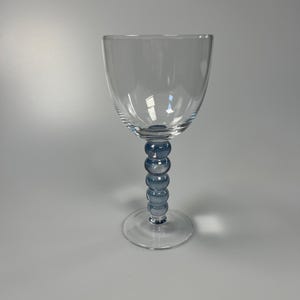 Hand-Blown Large Wine Glass with Blue/Lilac Stacked Sphere Stem