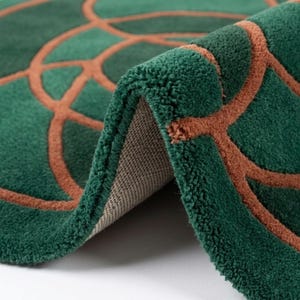 Modern Abstract Circle Rug, Round Terracotta Rug, Burnt Orange & Beige Bedroom Carpet image 13