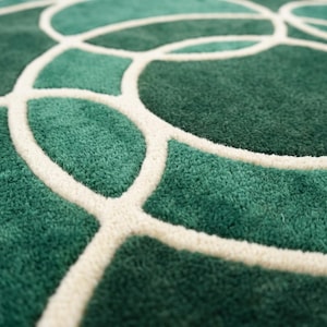 Modern Abstract Circle Rug, Round Terracotta Rug, Burnt Orange & Beige Bedroom Carpet image 8
