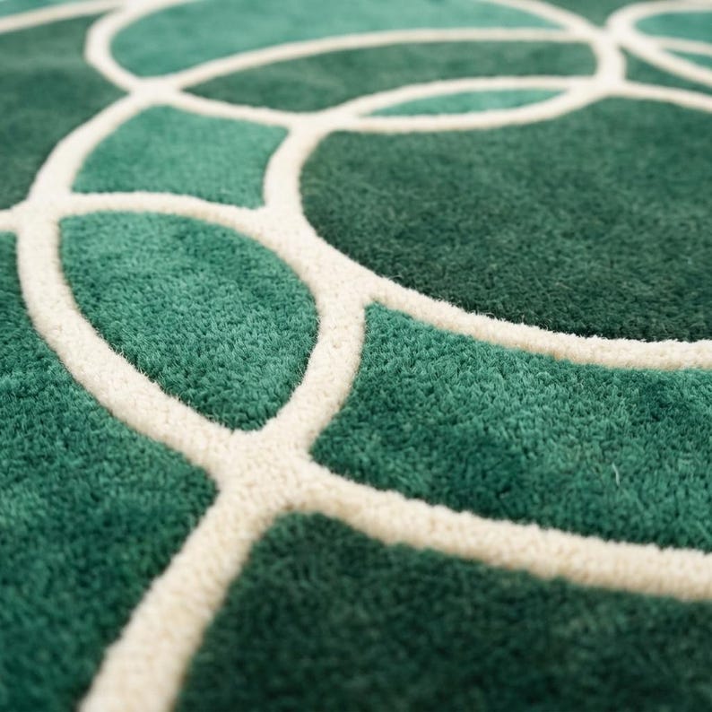 Modern Abstract Circle Rug, Round Terracotta Rug, Burnt Orange & Beige Bedroom Carpet image 8