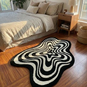 Hand-Tufted 3D Vortex Rug | Irregular Checkerboard Illusion Carpet | Funky Y2K Room Decor | Abstract rugs