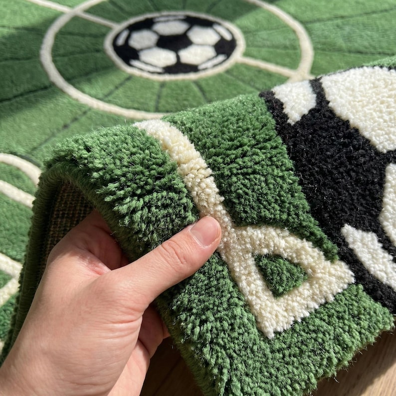 Pure Color Carpet Rugby Hand Tufted Wool Soccer Field Rug | Kids Room Sports Carpet, Playroom ...