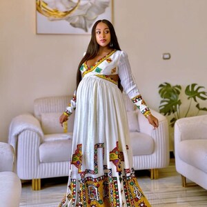 Handmade Habesha Kemis Dress: Ethiopian Cultural Wedding Attire