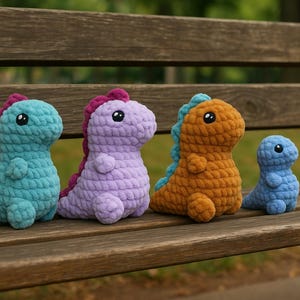 No Sew Mini Baby T-rex Dino Crochet Pattern, Easy To Advanced Tutorial, Amigurumi PDF For Download , Plush Toy 31725AT47