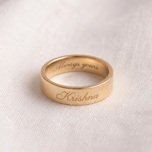 Personlig bandring – 925 silverring, stapelbar parring, läcker guldring, graverad ring för kvinnor och män, perfekt present till henne
