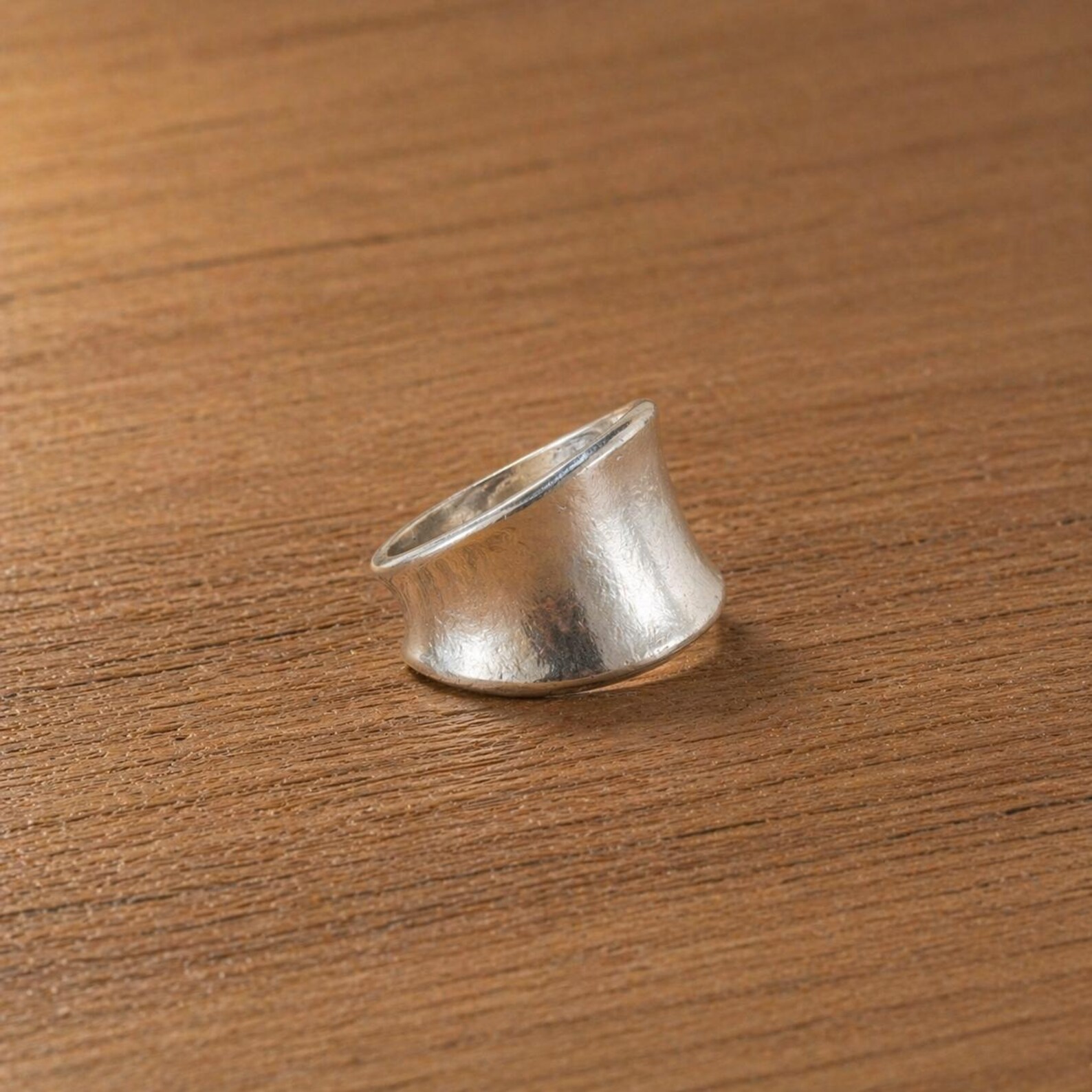 Handmade Hammered Silver Wide Band Ring | Chunky Concave Thumb Ring ...