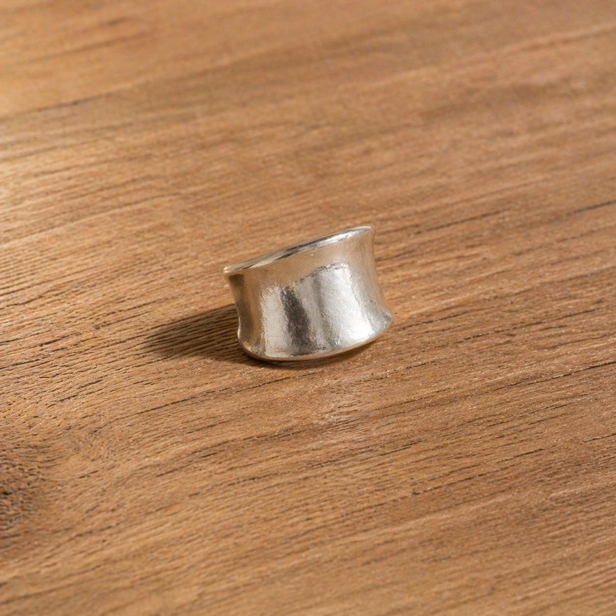 Handmade Hammered Silver Wide Band Ring | Chunky Concave Thumb Ring ...