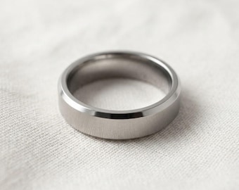 Handmade 925 Sterling Silver Beveled Edge Ring| Classic Flat Top Wedding Band for Men and Women | Minimalist High Polish Comfort Fit Ring