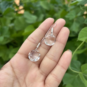 Clear Quartz Earrings, 925 Silver Clear Quartz Crystal Earrings, Crystal Dangle Earrings, Protection Earrings , Dainty Crystal Earrings Gift