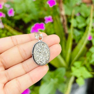 Natural Pyrite Druzy Gemstone Pendant, 925 Silver Pendant, Pyrite Gemstone Pendant, Handmade Pendant, Boho Pendant For Women, Gift For Her
