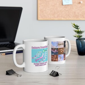 Taza "Sakura Frontline!! Viaje de primavera japonés" / Arte de mapa de flor de cerezo.