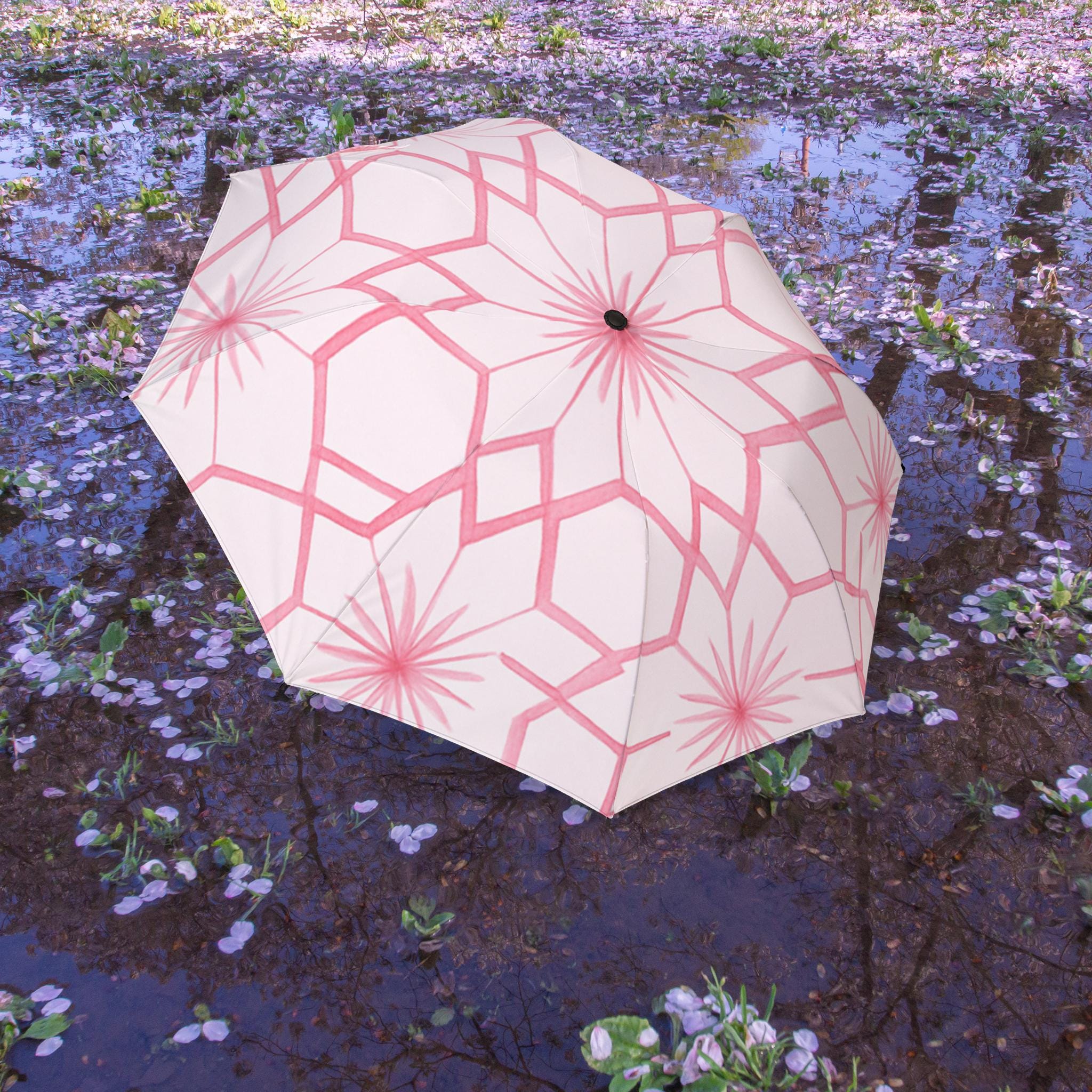 Japanese Cherry Blossom Umbrella – Hokusai Sakura Design, Folding