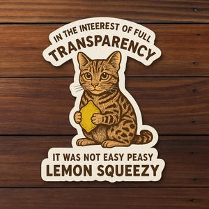 Sticker Drôle Chat du bengale "forme citron" texte drôle,  Simple ou holographique, Animaux, Stickers, Autocollant, décoratif, Mignon