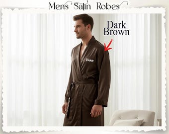 Men's Satin Custom Robe, Groomsmen Getting Ready Robe, Bachelorette Party Outfit, Groomsmen Proposal Gift, Groom Wedding Gift, Gift For Him
