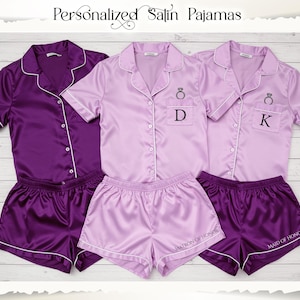 Custom Pajama Set for Bridesmaid | Personalized Satin Short Set | Wedding Day PJs | Bride Gift | Bridal Party Matching PJs | Bridesmaid Gift