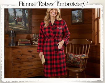 Bridesmaid Flannel Long Plaid Robes Matching Custom Robe Bridal Proposal Bridesmaid Gift Winter Christmas Wedding Getting Ready Outfit