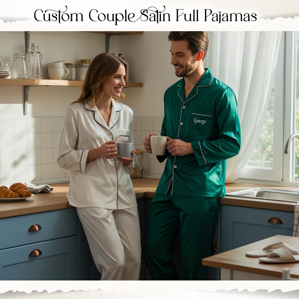Couple Matching Satin Pajama – Personalized