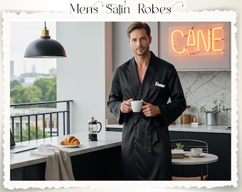 Wedding Robes for Groom - Customized Groomsmen or Groom Robe - Personalized Men’s Satin Robe – Robe for Men - Gift for Groom - Gift for Him