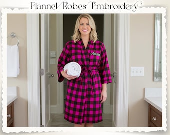 Flannel Long Plaid Bridesmaid Robes Christmas Custom Robe Bridesmaid Proposal Gift Bridesmaid Gift Winter Wedding Robe Getting Ready Outfit