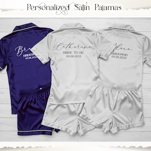 Bridesmaid Short Pajama Set | Plus Size 5XL Satin Pajamas Set | Custom Bridal Party Gift | Wedding Getting Ready PJs | Sleepover Pajamas Set