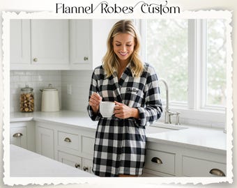 Flannel Plaid Bridesmaid Robes Christmas Personalized Robe Bridesmaid Proposal Gift Bridesmaid Gift Winter Wedding Robe Getting Ready Outfit
