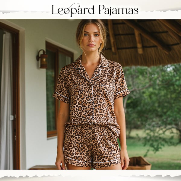 Satin Leopard Pajama Set main image 0