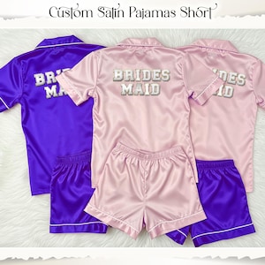 Bridal Party Pjs Bridesmaid Pajamas Shorts Set Bridesmaid PJs Bachelorette Party Bridesmaid Gifts Maid of Honor Gifts Personalized Gifts