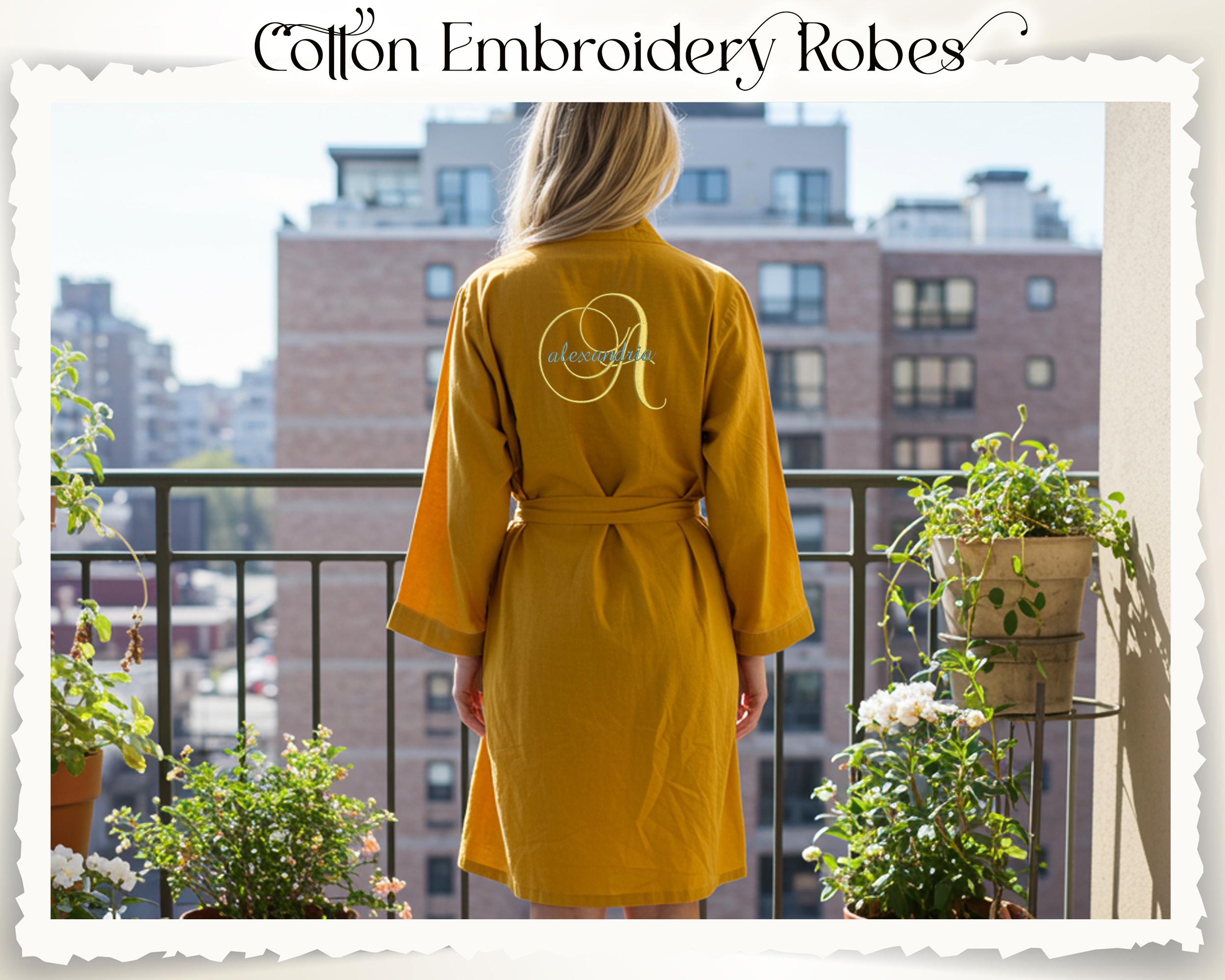 Embroidery Robe Custom Name & Logo Embroidery Rayon Robe – Bridal Robe, Bridesmaid Gift ...