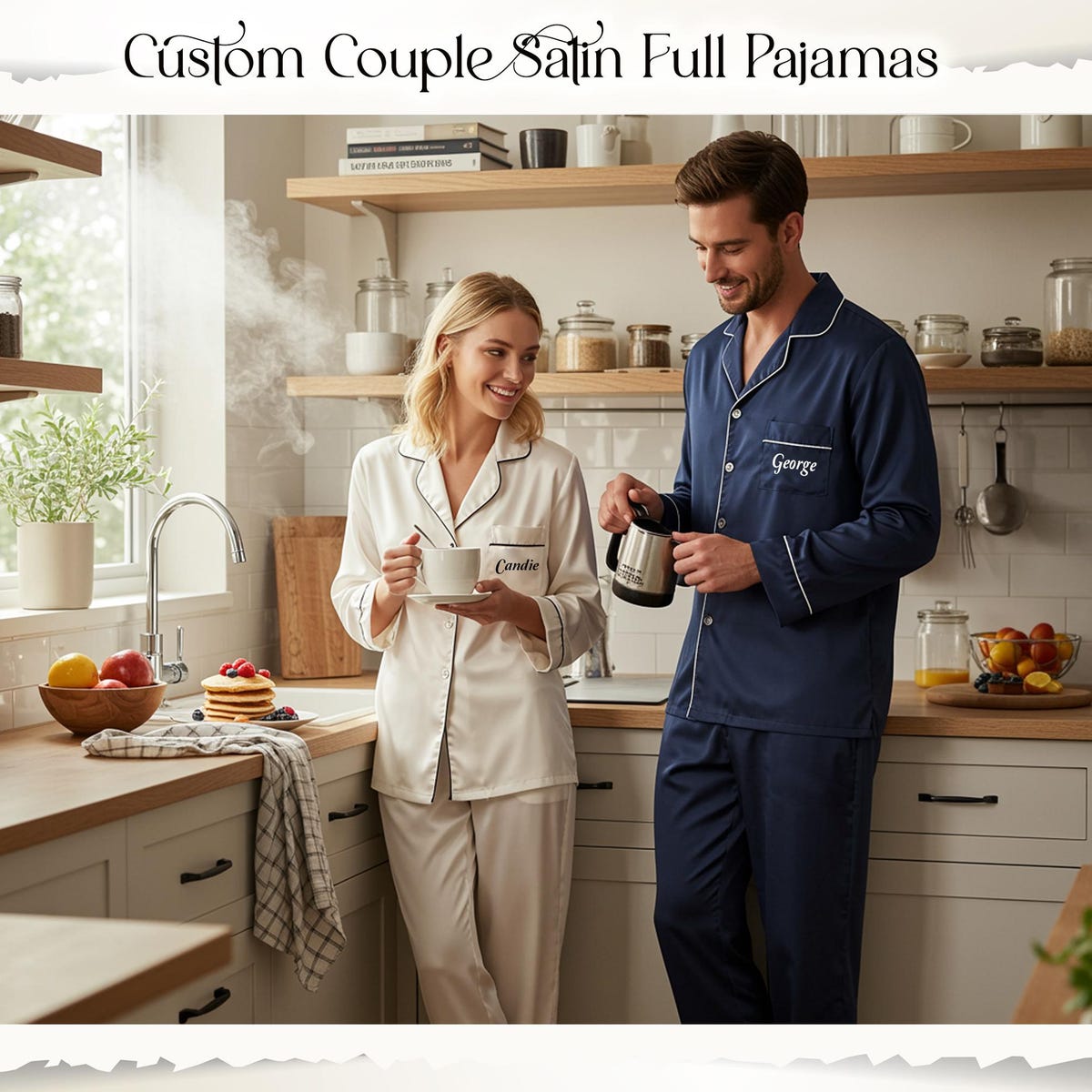 Couple Matching Satin Pajama – Personalized