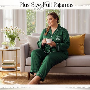 Plus Size 3XL 4XL 5XL Satin Pajamas Set Bridesmaid Plus Size Pajama Personalized Satin Long Sleeve PJ Set Wedding Pajama Set Bridesmaid Gift