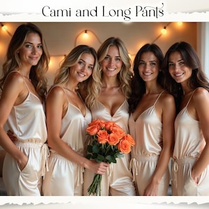 Personalized Bridal Party PJs Cami and Long Pants Pajamas Satin Cami & Pants Set Bridesmaid Pajamas Set Bridal Party Gifts Bridesmaid Gifts