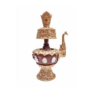 10-Inch Buddhist Handmade Bhumpa- Bhumba Offering Bowl Set, Partly Gold Plated