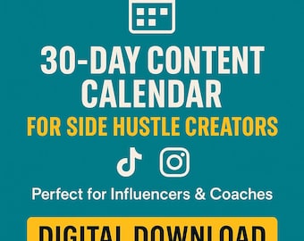 30-Tage Side Hustle Content Kalender | TikTok + Reels + Pinterest PDF
