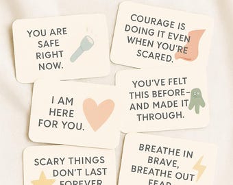 Tarjetas de valentía para momentos de miedo: notas de valentía imprimibles para niños / Herramienta de apoyo para la ansiedad y regulación emocional