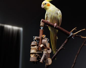 Natural Wood Perch Toy – Chew Toy for Birds, Hamsters & Small Pets