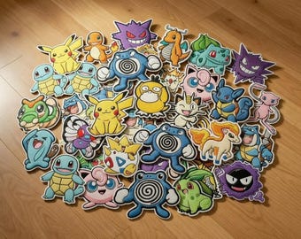 Cute Anime PKM Embroidered Iron On Patch, Kawaii Dragonite Sylveon Bulbasaur Squirtle Seal Badge, Gift For Fan Anime Japan, Video Game Patch