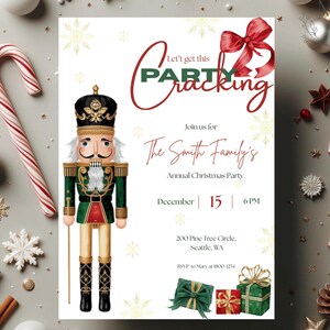 Elegant Nutcracker Christmas Party Invitation | Printable Template (Digital Download)