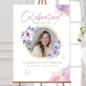 Floral Digital Funeral | Editable Celebrating The Life Template | Pastel Watercolor Design
