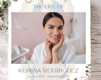 Modèle d'Affiche florale vierge pour célébrer les funérailles de la vie