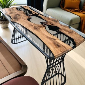 Clear Epoxy Resin Dining And Coffee Table Top, Bar & Cafe Table,  Custom Wooden End Table, Personalized Home Decor Furniture, Handmade gift