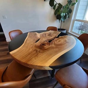 Round epoxy dining table, round epoxy table, Round black epoxy table, round epoxy coffee table, Round Black Epoxy Table, Epoxy Wood Table
