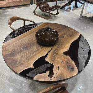 Round epoxy dining table, round epoxy table, Round black epoxy table, round epoxy coffee table, Round Black Epoxy Table, Epoxy Wood Table