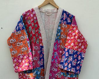 Kantha kimonobadjas patchwork: handgemaakt ambachtelijk jasje