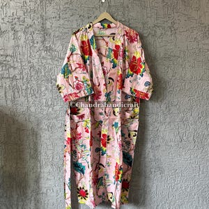 Cotton floral Kimono Robe Dressing Gown, wedding robe Floral Print Bridesmaid Robe, Summer Nightwear bathrobe beachwear women men gifts
