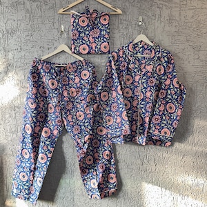 New Indian Jaipuri Print Sleepwear Pajama Set, Handmade Pajama Set, Cotton Pajama Set, Loungewear, bridesmaid Pajama