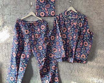 Handmade Jaipuri Print Cotton Pajama Set - Indian Loungewear