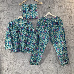 100% Indian Cotton Long Pj Set Pajama Set Bridal Party Pajama Girls Wear Pajama Women Pajama Set With Cotton PJ&#39;s set
