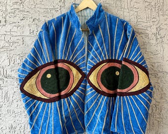 刺繍入りイーヴィルアイジャケット | スザニジャケット 冬物 | キルティング | ショートフェスティバルコート